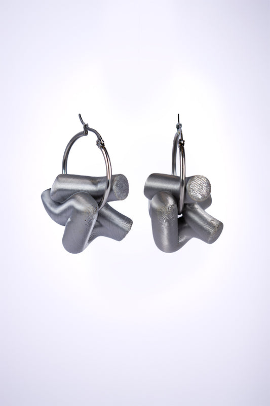 The Medusa - Silver 3D-printed earring (Small silver ring)